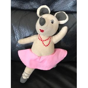 Doudou Peluche IkéaSouris Beige Grise Danseuse Collier Rouge 18cm - Occasion