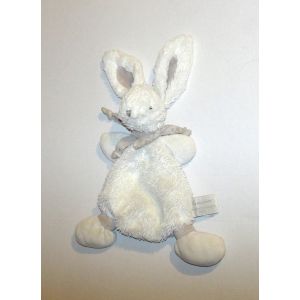 Doudou Plat Lapin Doudou Et Compagnie Blanc Cass&eacute; Beige/Cr&egrave;me /&Eacute;cru Gris Naissance Peluche &Eacute;veil Enfant Comfort Blanket Comforter Soft Toys - Occasion