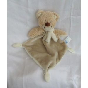Doudou Peluche Plat Losange OursBeige Ecru 3 Noeuds Tex Baby - Occasion