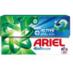 Ariel 4en1 PODS, Lessive Liquide En Capsules 26 Lavages, + Protection Active Contre Les Odeurs, &Eacute;limine m&ecirc;me les odeurs de transpiration, m&ecirc;me apr&egrave;s 7 jours - Occasion
