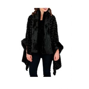Châle Cape Veste Jacket Noire Gilet Fausse Fourrure Acrylic Manteau Poncho Taille Unique Fête Mariage Enveloppe Bordure Luxueuse Col Bras Taille Unique Couverture Soirée Couche Supplémentaire Vêtement - Occasion