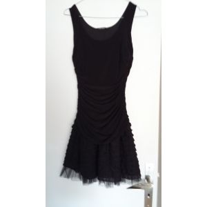 Robe Noire Dentelle Et Tulle Sans Manches Taille S - Occasion