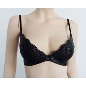 Soutien-Gorge Noir Imprimé Satin. Push Up Et Rembourré. La Senza. 80a - Occasion