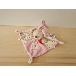 Doudou Souris Rose Blanche Étoiles Mots D'enfants - Occasion