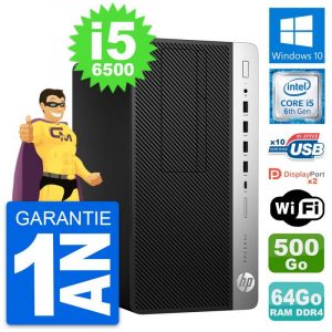 PC Tour HP ProDesk 600 G3 MT Intel i5-6500 RAM 64Go Disque 500Go Windows 10 Wifi - Occasion