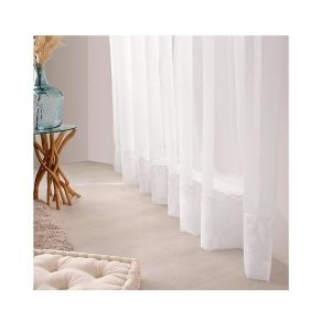 Grand Rideau Blanc Voile Brodé 300x240cm Tergal Plein Jour Voilage Galon Fronceur Hauteur Reglable Decoration Fenetre Interieur Portefenetre Tenture Baie Vitrée Pret À Poser Discretion Lumiere - Occasion