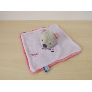 Doudou Ours Chat Gris Rose Violet Sucre D'orge - Occasion