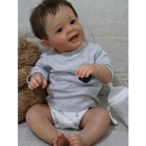 Poupée Reborn Bébé Garçon Yeux Bruns Nouveau-né Vrai Bébé Réaliste 55cm - Occasion