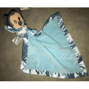 Doudou Mickey Mouse Bleu Mouchoir Couverture Disney Baby Bord Satin Peluche Cover Blankie Soft Toy Comforter Disney Store - Occasion