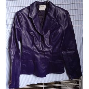 Veste Courte Femme - " Pimkie " - Cintr&eacute;e - En Coton Enduit - Violet - Taille 38 - Occasion