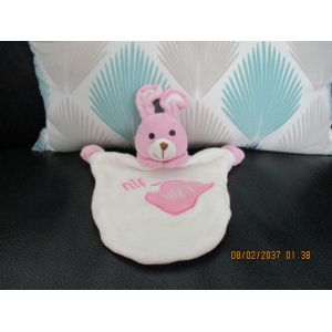Doudou Marionnette Lapin Rose Et Blanc Nif Nif Eveil Et Tendresse Cmp - Occasion