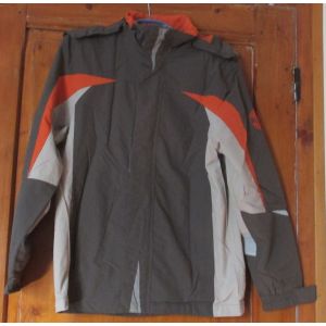 Blouson Coupe-Vent Gris Avec Gilet Intérieur Amovible Orange-Modèle Here There De C&a Avec Logo Revelstoke 052-Taille 14ans (158cm)-Capuche Amovible Et Plusieurs Poches-Polyester Et Coton - Occasion