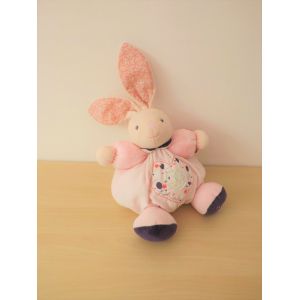 Peluche Doudou Gros Modele Lapin Boule Rose Vioelt Oiseau Papillon Kaloo - Occasion