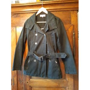 Veste Longue Noire En Jean T. 38 "Avant Premi&egrave;re - Galeries Lafayette" - Occasion