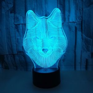 Lampe De Nuit À Led 3d Avec Motif De Loup, Illusion De Loup Pour Chambre À Coucher, Décoration Moderne - Occasion