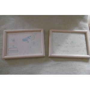 cadre photo tour bois rose 14x10cm avec lapin et landau lot de 2 - Occasion