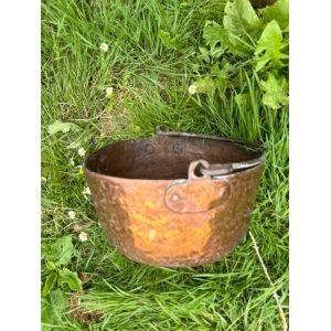 Marmite/Chaudron Ancien En Cuivre Avec Anse En Fonte - Occasion