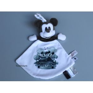 Doudou Mickey plat blanc noir gris pois voiture Disney Nicotoy - Occasion