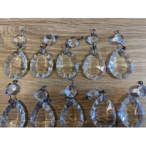 Lot De 19 Poires Gouttes Pampilles Pendeloques Cristal Lustre Lampe Boh&ecirc;me Art - Occasion