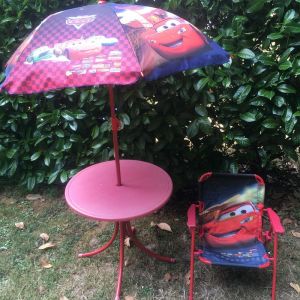Salon De Jardin Enfant Disney Cars : Table , Chaise , Parasol - Occasion