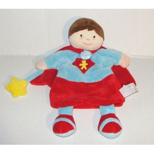 Doudou Super Heros Marionnette Rouge Etoile Jaune Grelot Doudou Et Compagnie - Peluche Garçon Rouge Bleu D&c - Occasion