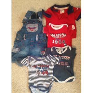 Ensemble Bébé Garçon Salopette &#43 Haut &#43body &#34lee Cooper&#34 Taille 3 Mois Idée Cadeau - Occasion
