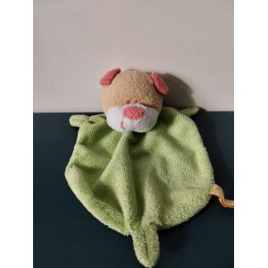 Doudou Plat Chien Vert Oreilles Rose Kimbaloo - Occasion