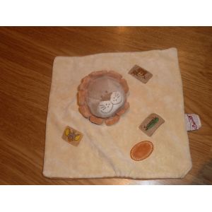 Doudou Peluche Plat Bengy Lion L&ouml;we &Eacute;tiquette Jungle &Eacute;l&eacute;phant Z&eacute;bre Jaune Brun Beige Cr&egrave;me Saumon Orange 22 Cm Amtoys Belgique Bengy - Occasion