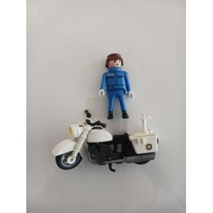 Playmobil Vintage - Policier Motard et sa Moto Blanche - Ann&eacute;e 1997 - Occasion