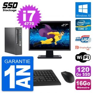 Mini PC HP 800 G1 USDT Ecran 27" Core i7-4770 RAM 16Go SSD 120Go Windows 10 Wifi - Occasion