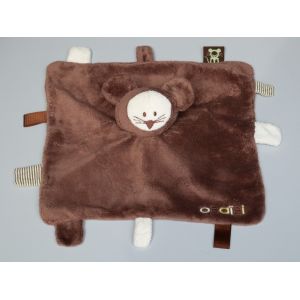 Doudou Souris Plat Marron Blanc &Eacute;tiquettes Oba&iuml;bi - Occasion