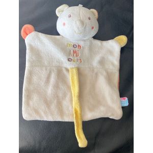 DOUDOU PLAT OURS BLANC ORANGE BEIGE MON AMI OURS SUCRE D'ORGE 20CM - Occasion