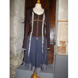 Robe One Step Taille 38 Bleue & Marron - Occasion