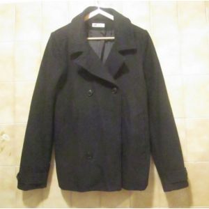 Manteau Type Caban Noir Avec Poches, H&m, Pour Garçon Ou Fille, T. 16 Ans Ou 18 Ans (164 Cm) - Un Bouton À Changer - Occasion