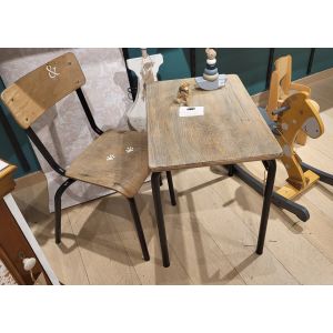Ensemble table et chaise écolier vintage - Occasion