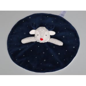 Doudou Cerf Plat Bleu Blanc Gris Obaïbi - Occasion