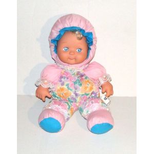 Poup&eacute;e De Chiffon Tissus Rose Fleurie Playwell Toy - Peluche Doudou B&eacute;b&eacute; 33 Cm - Occasion