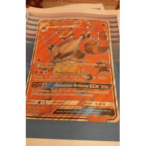 Grande Carte Pokemon Felinferno Gx. La Carte Fait 14,6 Cm De Largeur Et 20,3 Cm De Longueur. - Occasion