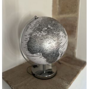 Globe terrestre pvc aluminium lumineux (30 x 30 x 35 cm) - Occasion