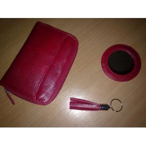 Ensemble Maroquinerie 3 Pcs Rouge Python - Occasion