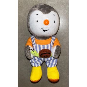 Doudou peluche T&rsquo;choupi Jemini salopette ray&eacute;e et son escargot jouet dessin anim&eacute; enfant tchoupi 2012 plush baby choupi - Occasion