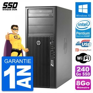 PC Tour HP WorkStation Z210 Intel Pentium G630 RAM 8Go SSD 240Go Windows 10 Wifi - Occasion