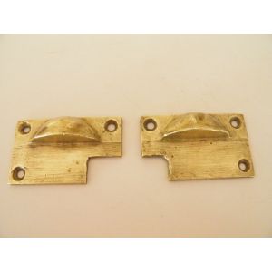2 butée-battementsanciens pour porte à 2 vantaux, 1/2 lune 38x13 Soudé sur platine 64x39x2mmLaiton MASSIF poli - Occasion