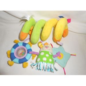 Mobile Cosy Parc Lit Poussette Spirale Kooky Taf Toys Taftoys Grelot Spirale Etoile Balle Bille Bruit Vert Orange Rouge Bleu Noir Blanc Pois Jaune - Occasion