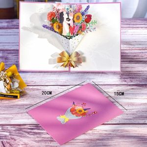 Cartes 3D Pop Up pour la f&ecirc;te des m&egrave;res,cadeaux,Bouquet Floral,cartes de v&iquest;ux,fleurs pour maman,femme,anniversaire,compassion - Type Mothers card - Occasion