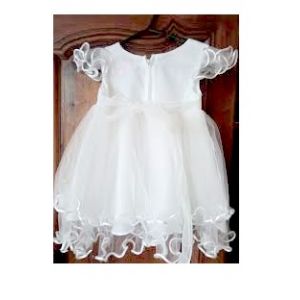 Robe Parure Bapteme Voile Tulle Vetement Ceremonie Soiree Mariage Religion Mousseline Doublee Broderie Vaporeuse Petit Jeune Enfant Ferme Dos Boutons S Ouvre Entier Naissance 6 Mois Polyester Blanche - Occasion