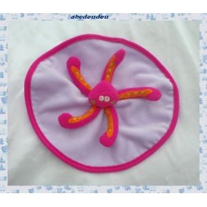 Doudou Peluche Plat Rond Pieuvre Violet Rose Fuchsia Orange Badabulle - Occasion