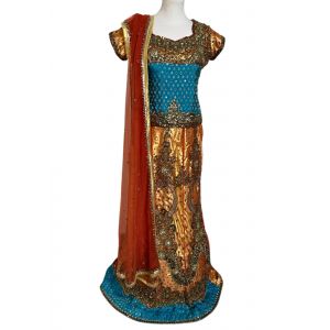 Lehenga Bollywood Orange Namitha Tenue Indienne Sari Indien - Taille 36/38 - Occasion