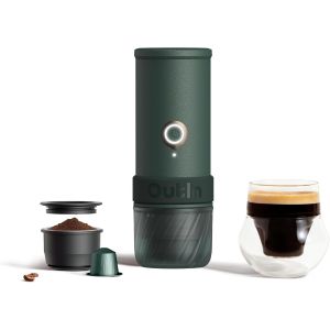 NouvelHorizonstore-Outin Mino Machine &agrave; Expresso &Eacute;lectrique Portable, Mini Cafeti&egrave;re de Camping de Voyage, Machine &agrave; Caf&eacute; Format Poche Auto-Chauffante, Compatible Caf&eacute; Moulu & Adaptateur Capsule NS ( - Occasion