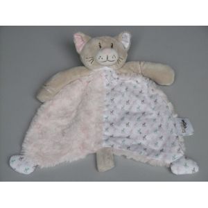 Doudou Chat Plat Rose Blanc Faon Attache T&eacute;tine Babiage Babi Age - Occasion